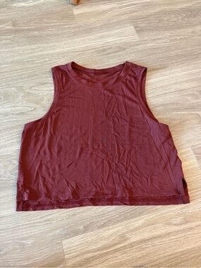 Lululemon Women's Burgundy Sleeveless Athletic Crop Tank Top
